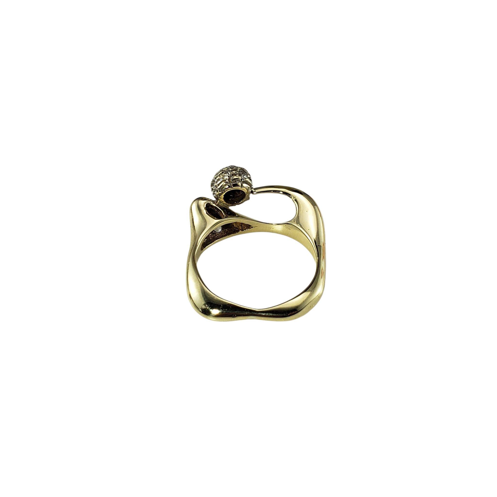 Anello quadrato in oro giallo 13K e diamanti misura 5,75 #23140 In condizioni buone in vendita a Washington Depot, CT