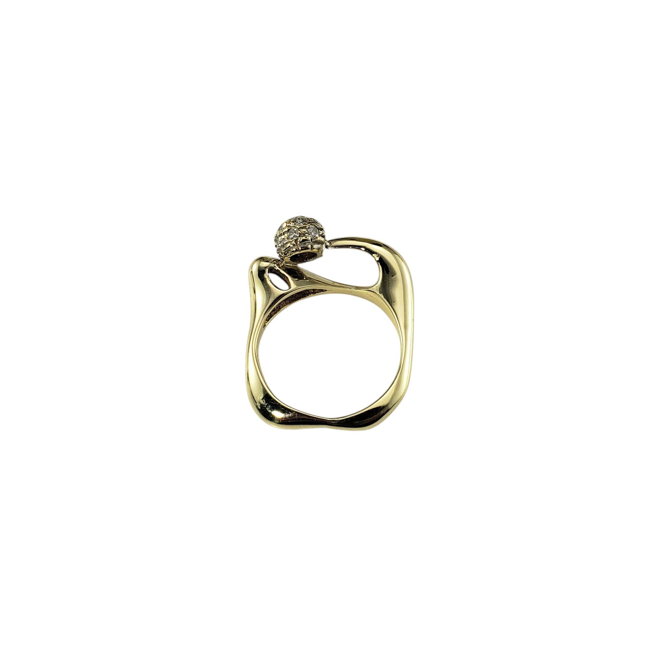 Donna Anello quadrato in oro giallo 13K e diamanti misura 5,75 #23140 in vendita