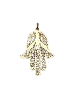 13K Yellow Gold Hamsah Hand of God Pendant #25417