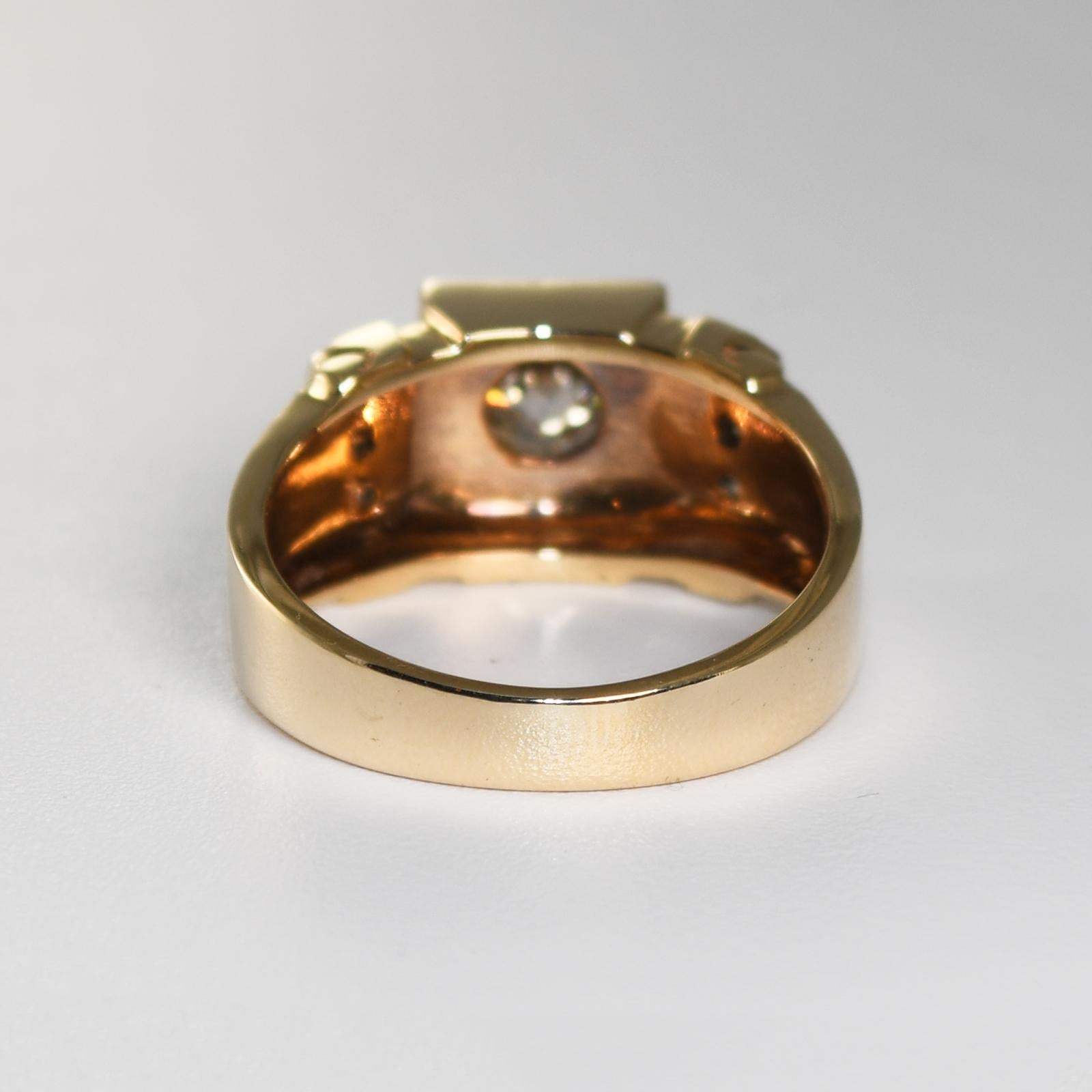 Bague vintage en or jaune 13 carats avec diamants 0,70 carat Excellent état - En vente à Laguna Beach, CA
