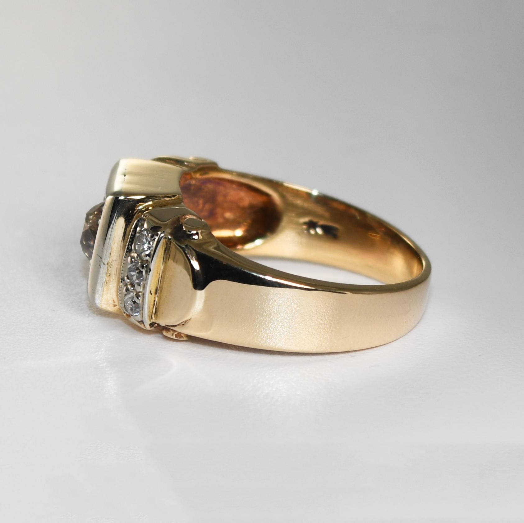 Bague vintage en or jaune 13 carats avec diamants 0,70 carat Unisexe en vente