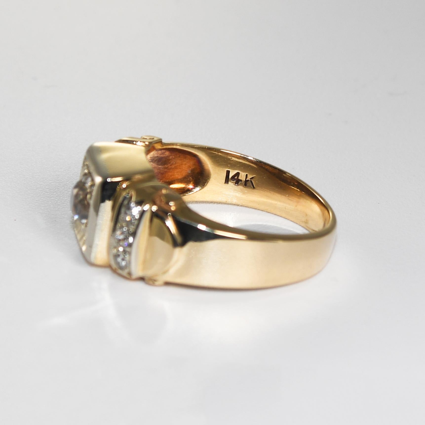Bague vintage en or jaune 13 carats avec diamants 0,70 carat en vente 2