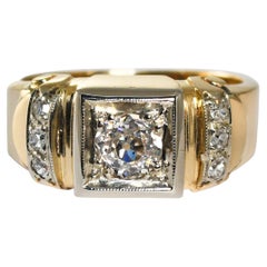 13 Karat Gelbgold Vintage Diamantring 0,70 Karat Vintage