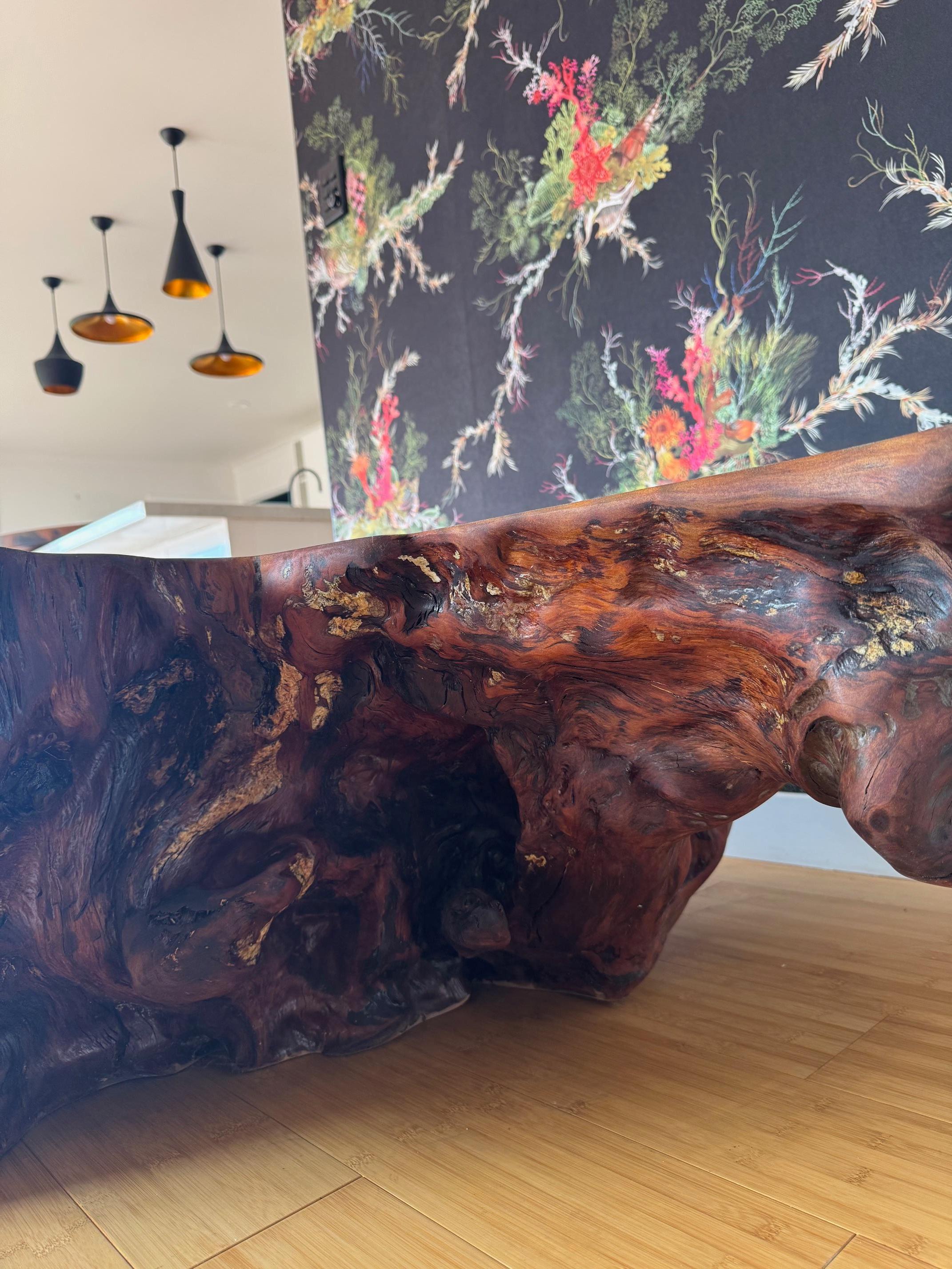 Cast 1.3m Kauri Coffee Table in Solid Ancient Kauri Wood For Sale