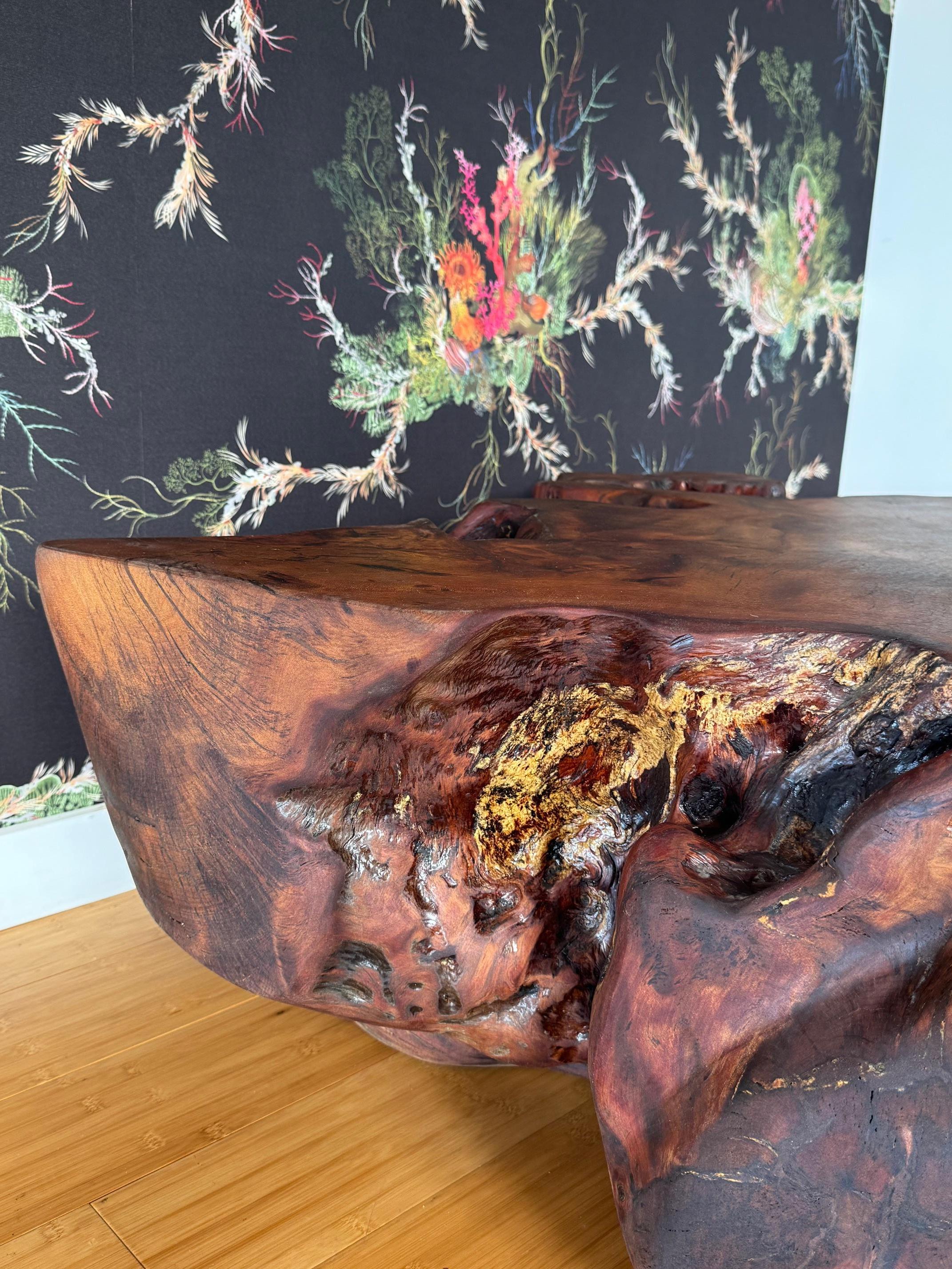 Iron 1.3m Kauri Coffee Table in Solid Ancient Kauri Wood For Sale