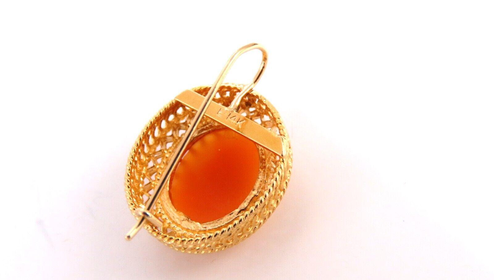 da uomo o donna Orecchini Cameo da 13 mm con filo a spirale 14kt in vendita