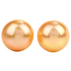 Golden South Sea Pearl 18 Karat Gold Earrings