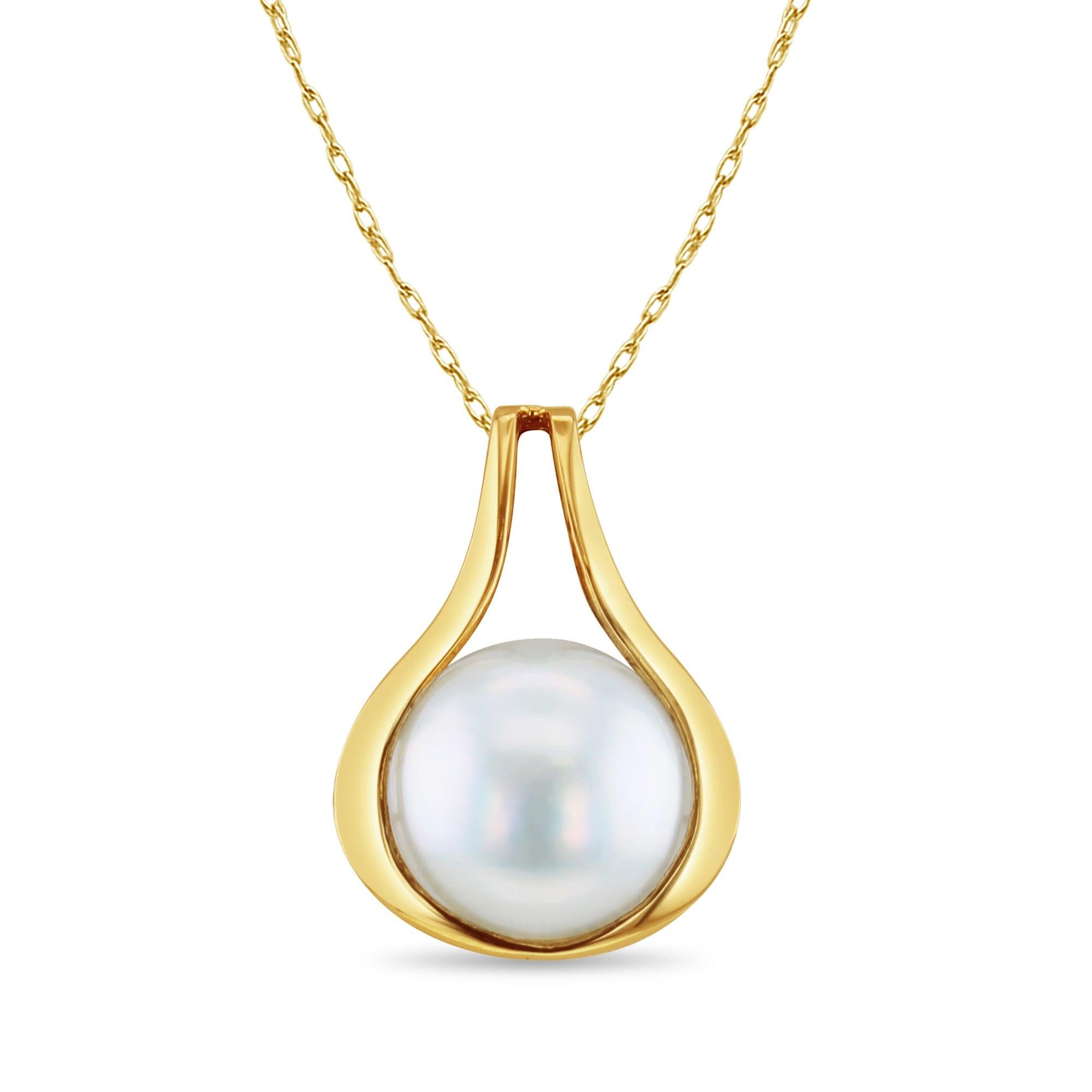13MM Mabe Pearl Necklace with Polished Bezel Frame