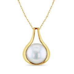 13MM Mabe Pearl Necklace with Polished Bezel Frame
