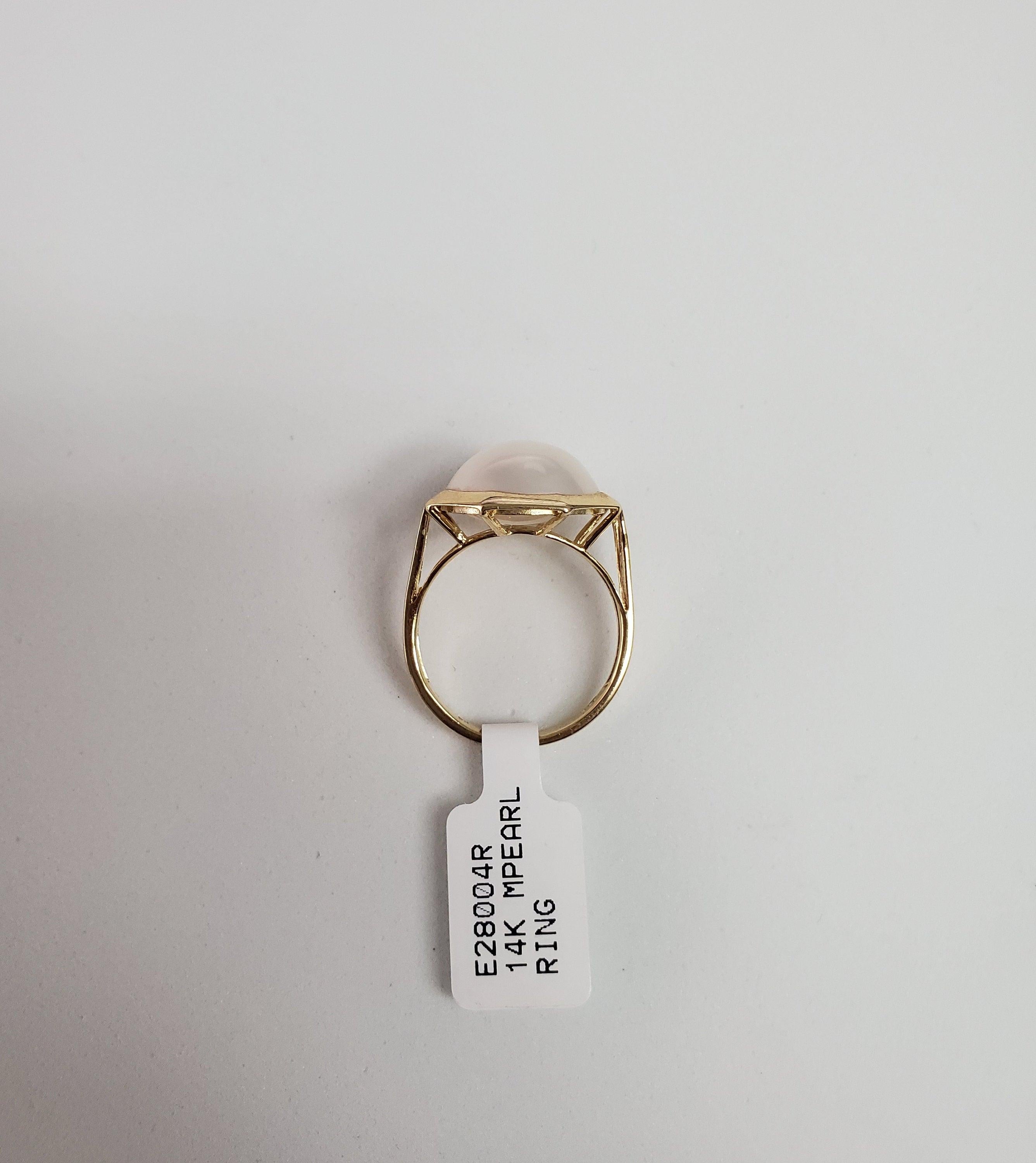 13MM Octagon Shaped Mabe Pearl Ring 14k White Gold In New Condition For Sale In Sugar Land, TX