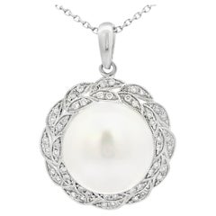 13mm South Sea Pearl Diamond Pendant in 18 Karat White Gold