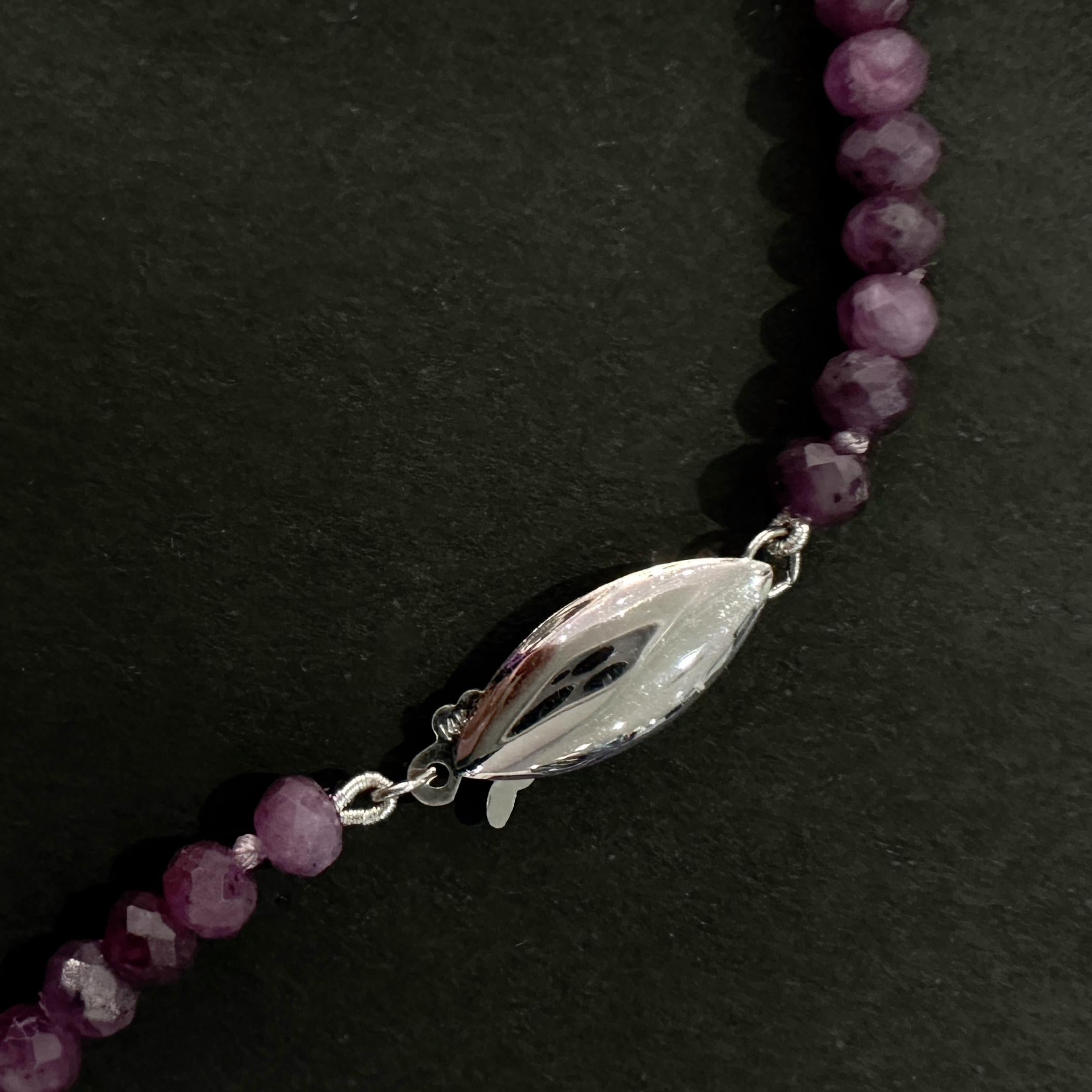 Tahitian Drop Pearl on 2-Part White Gold Fob with Diamond on Ruby Chain For Sale 8