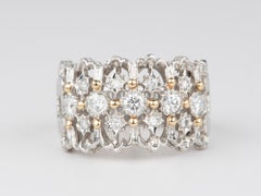 13mm Wide Band with Celestial Design Diamonds 18K Gold Platinum Dual Tone V1110