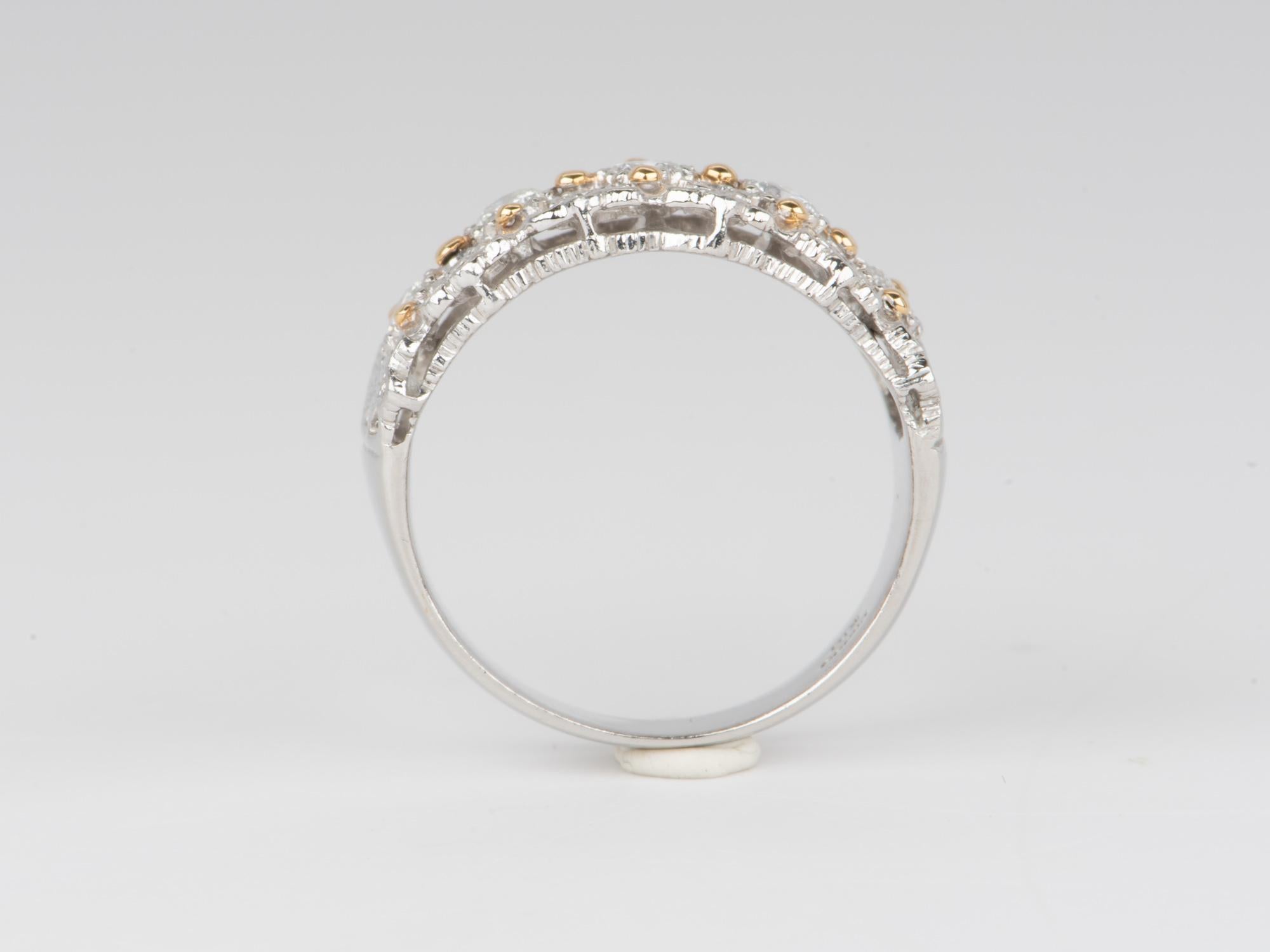 da uomo o donna Fascia larga da 13 mm con diamanti dal design celestiale in oro 18 carati e platino a doppia tonalità V1110 in vendita