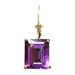 13tcw Purple Amethyst Vintage 14k Lever-Back Earrings, Vintage
