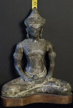 13th/14thC Cambodian Buddha, Thai Influence, 13.5" Large. Well Cast