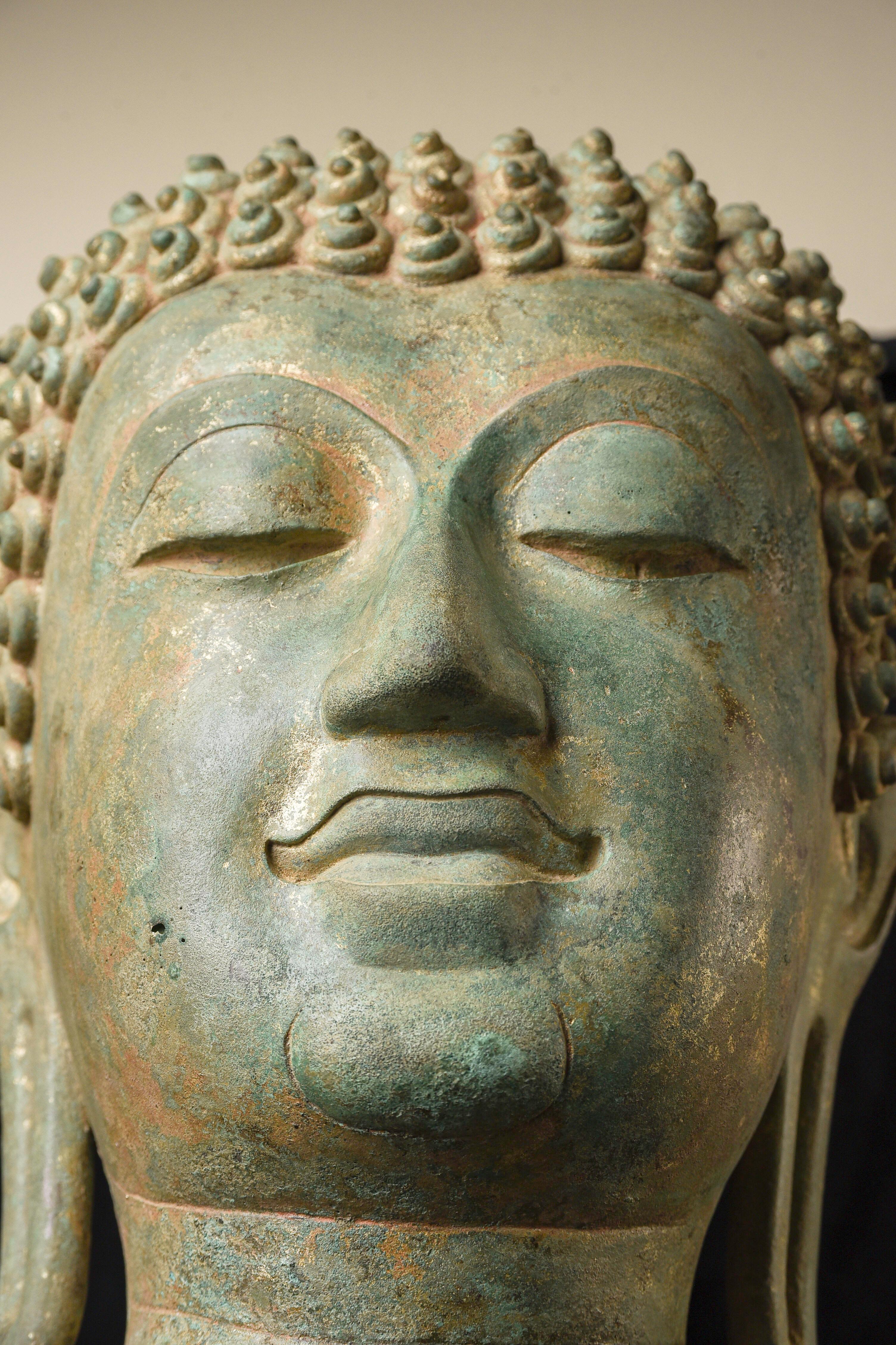 13th/14thc Sukhothai or Northern Sukhothai Walking Buddha Head, Museum Quality For Sale 2