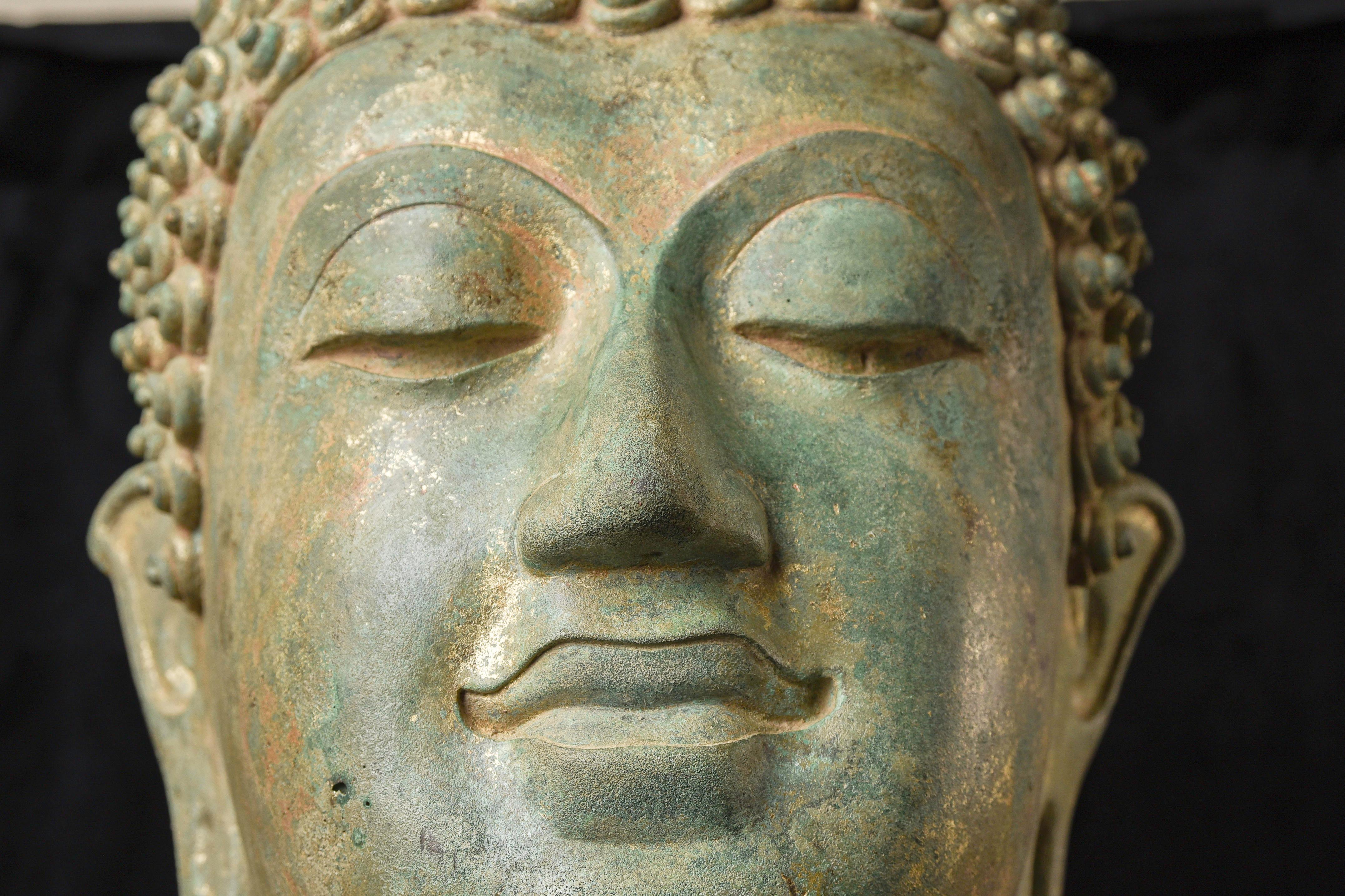 13th/14thc Sukhothai or Northern Sukhothai Walking Buddha Head, Museum Quality For Sale 3