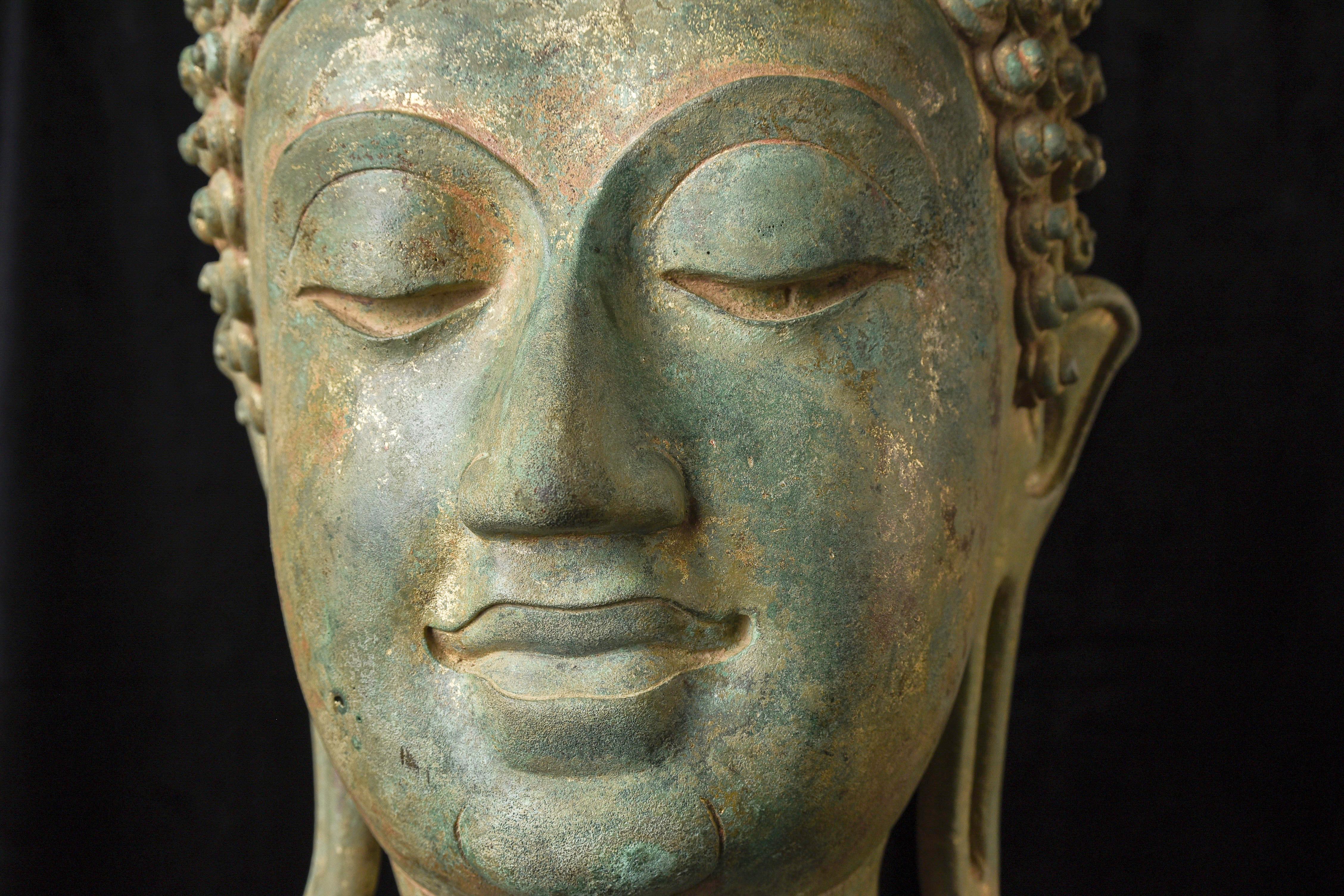13th/14thc Sukhothai or Northern Sukhothai Walking Buddha Head, Museum Quality For Sale 4
