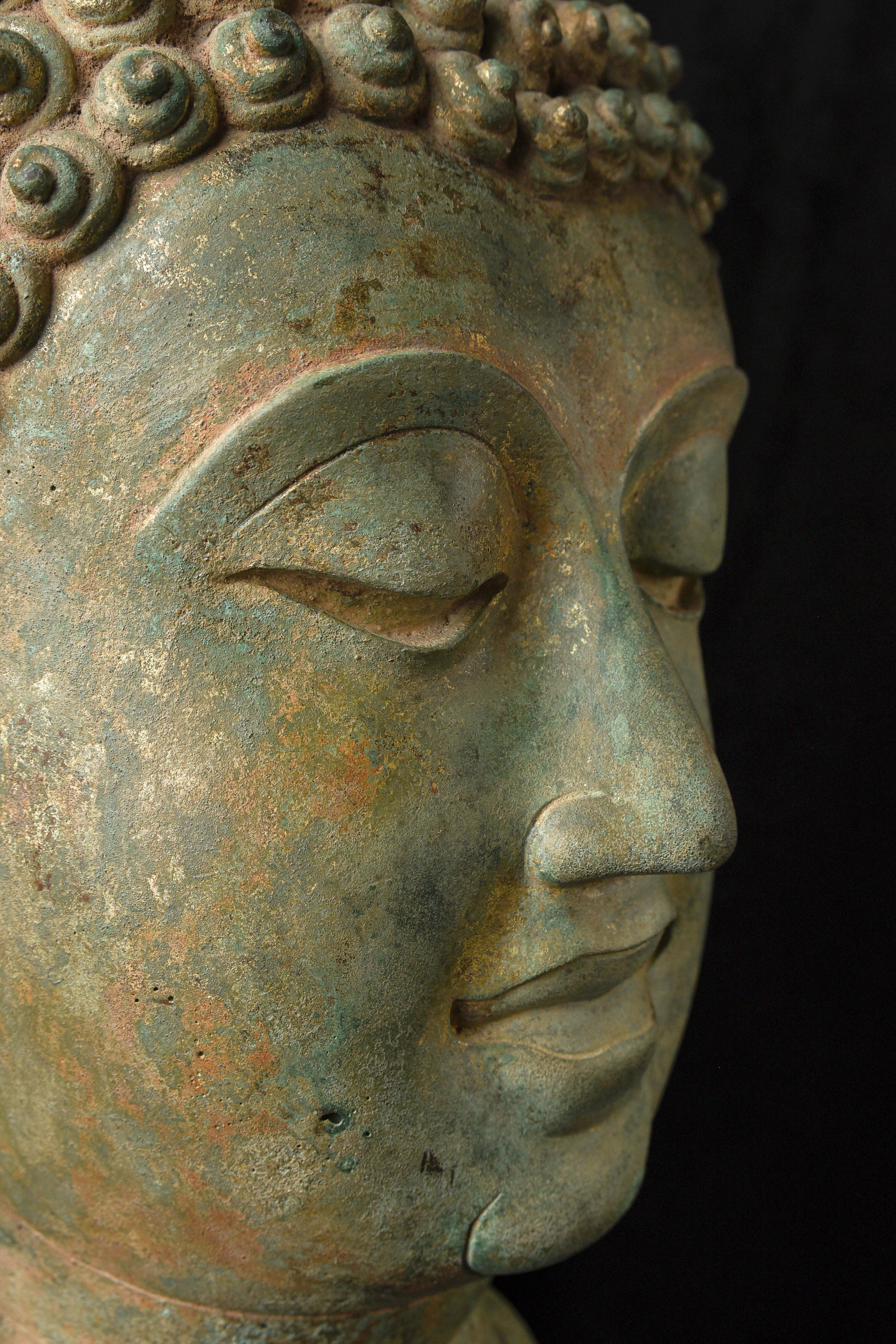 13th/14thc Sukhothai or Northern Sukhothai Walking Buddha Head, Museum Quality For Sale 8