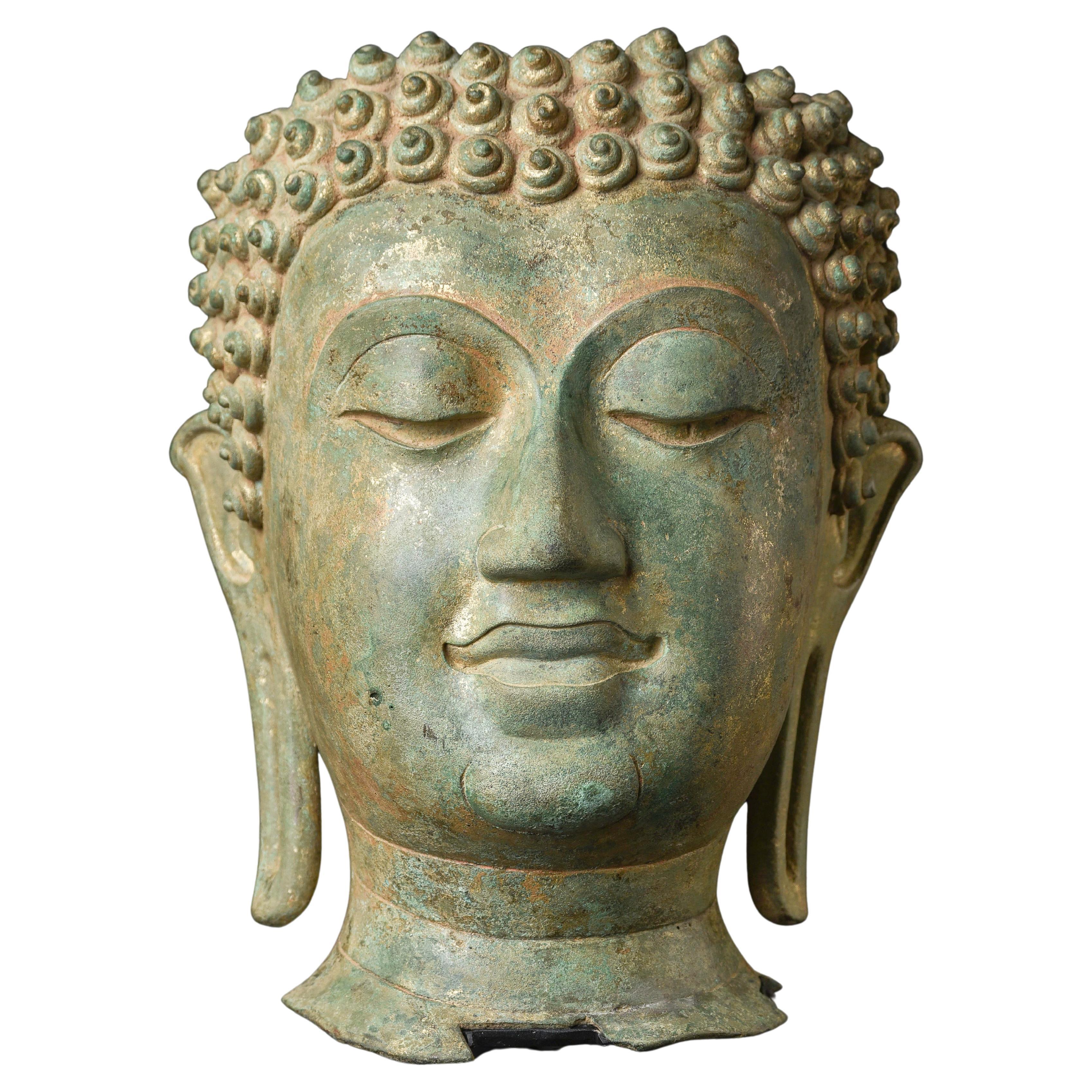 13th/14thc Sukhothai or Northern Sukhothai Walking Buddha Head, Museum Quality For Sale