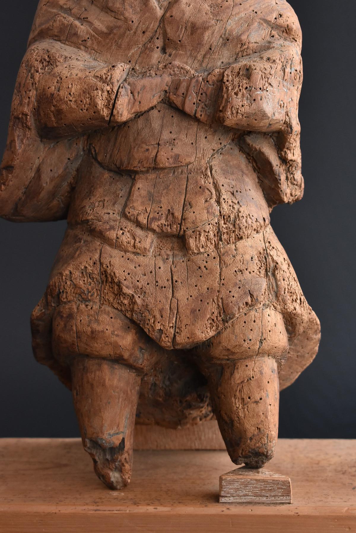 13th-16th Century Japanese Old Wood Carving Armed God / Buddha Statue 5
