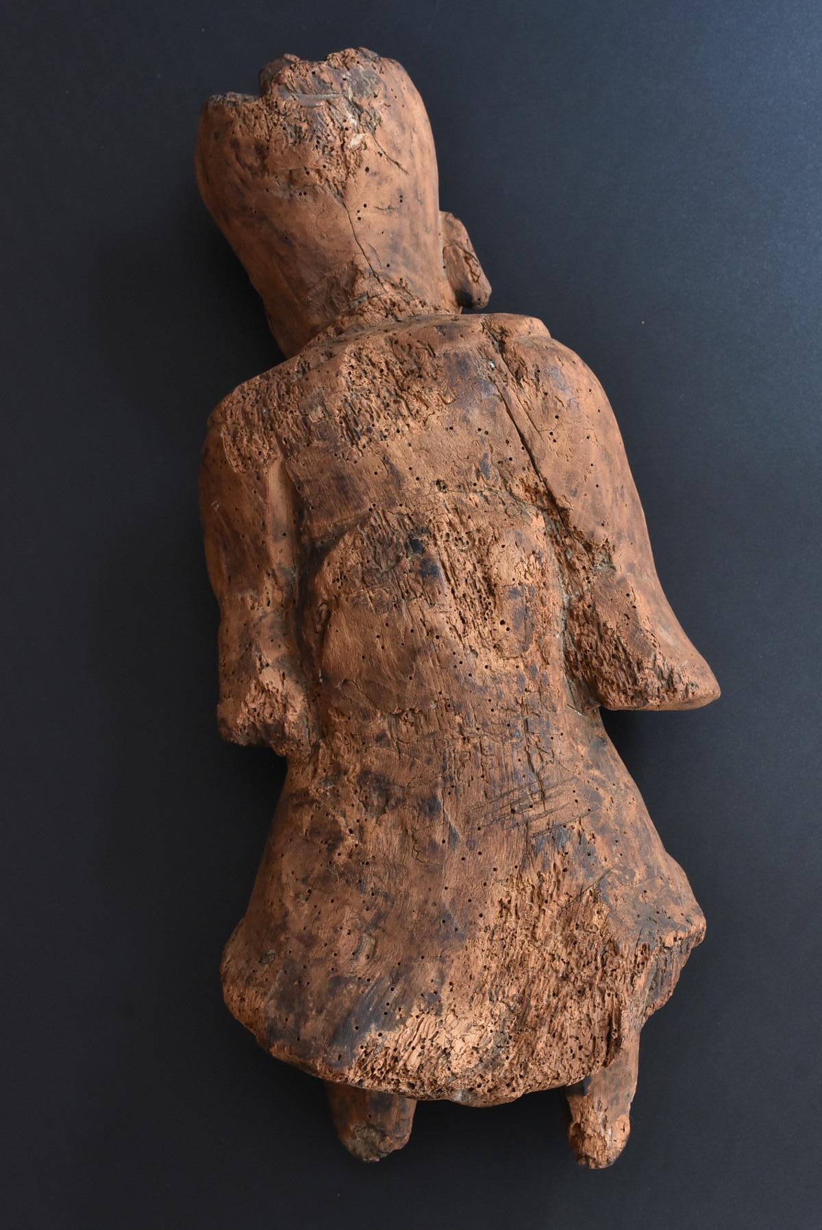 13th-16th Century Japanese Old Wood Carving Armed God / Buddha Statue 8