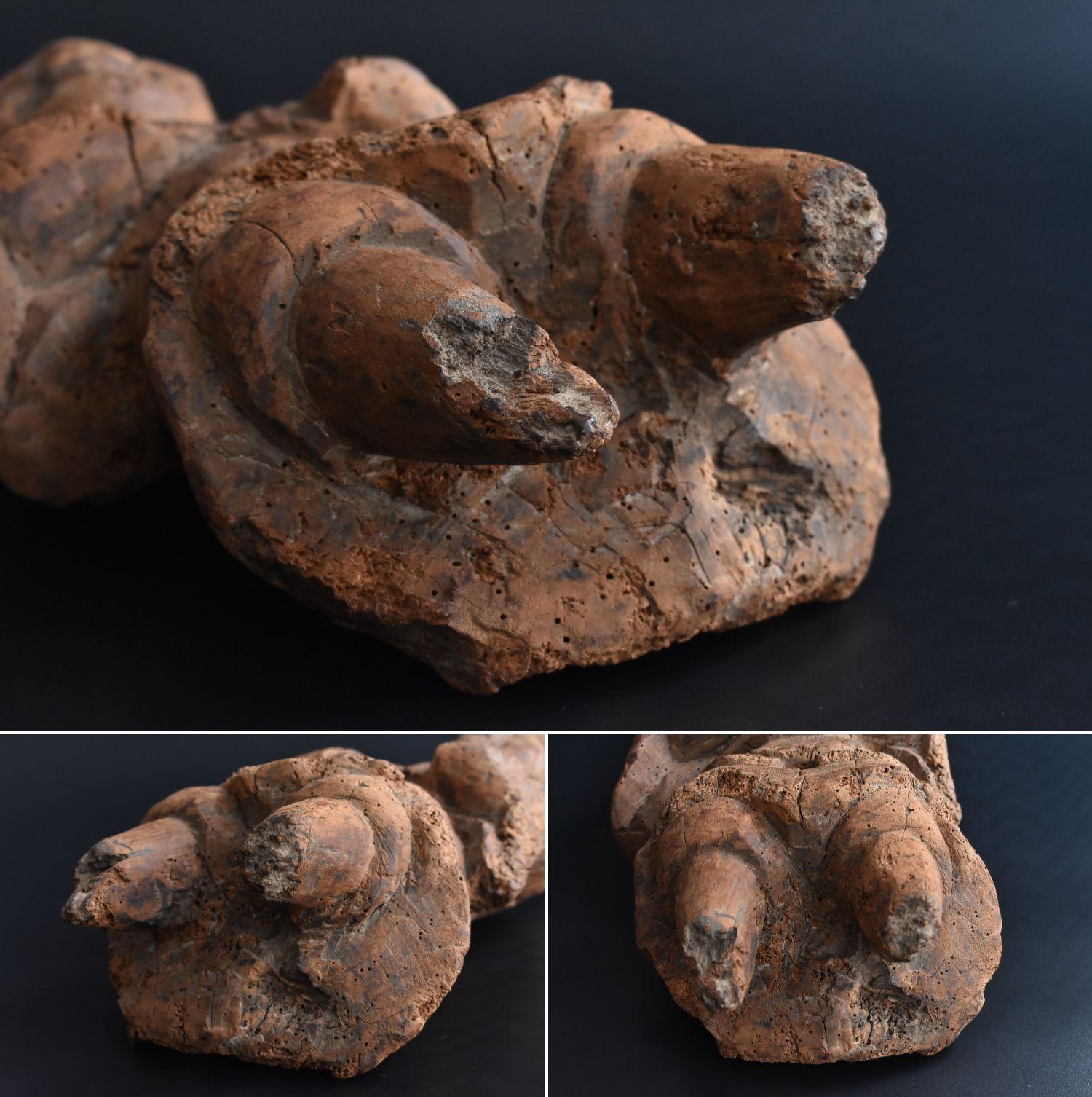 13th-16th Century Japanese Old Wood Carving Armed God / Buddha Statue 9