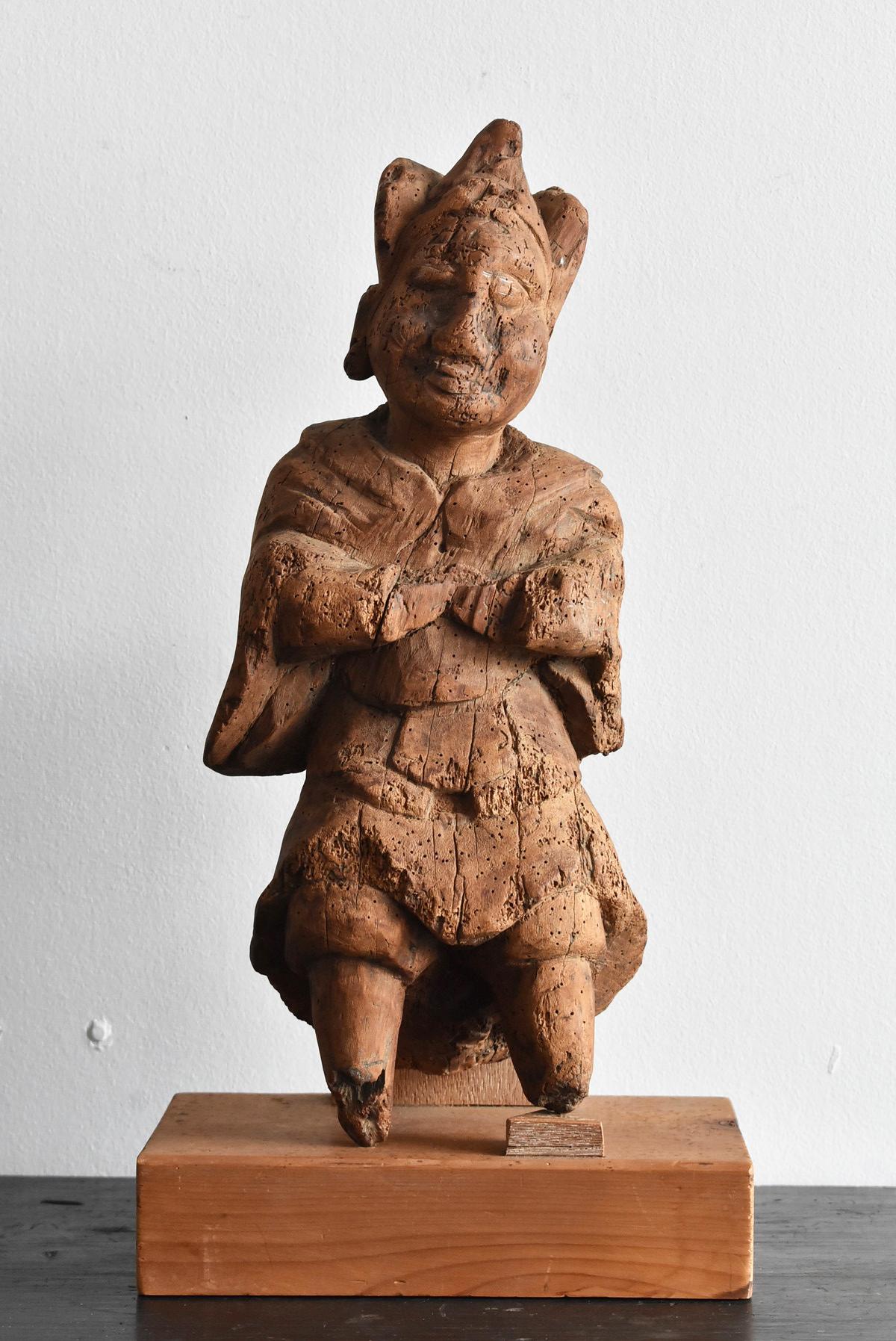13th-16th Century Japanese Old Wood Carving Armed God / Buddha Statue 12