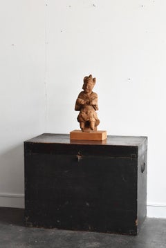 13th-16th Century Japanese Old Wood Carving Armed God / Buddha Statue