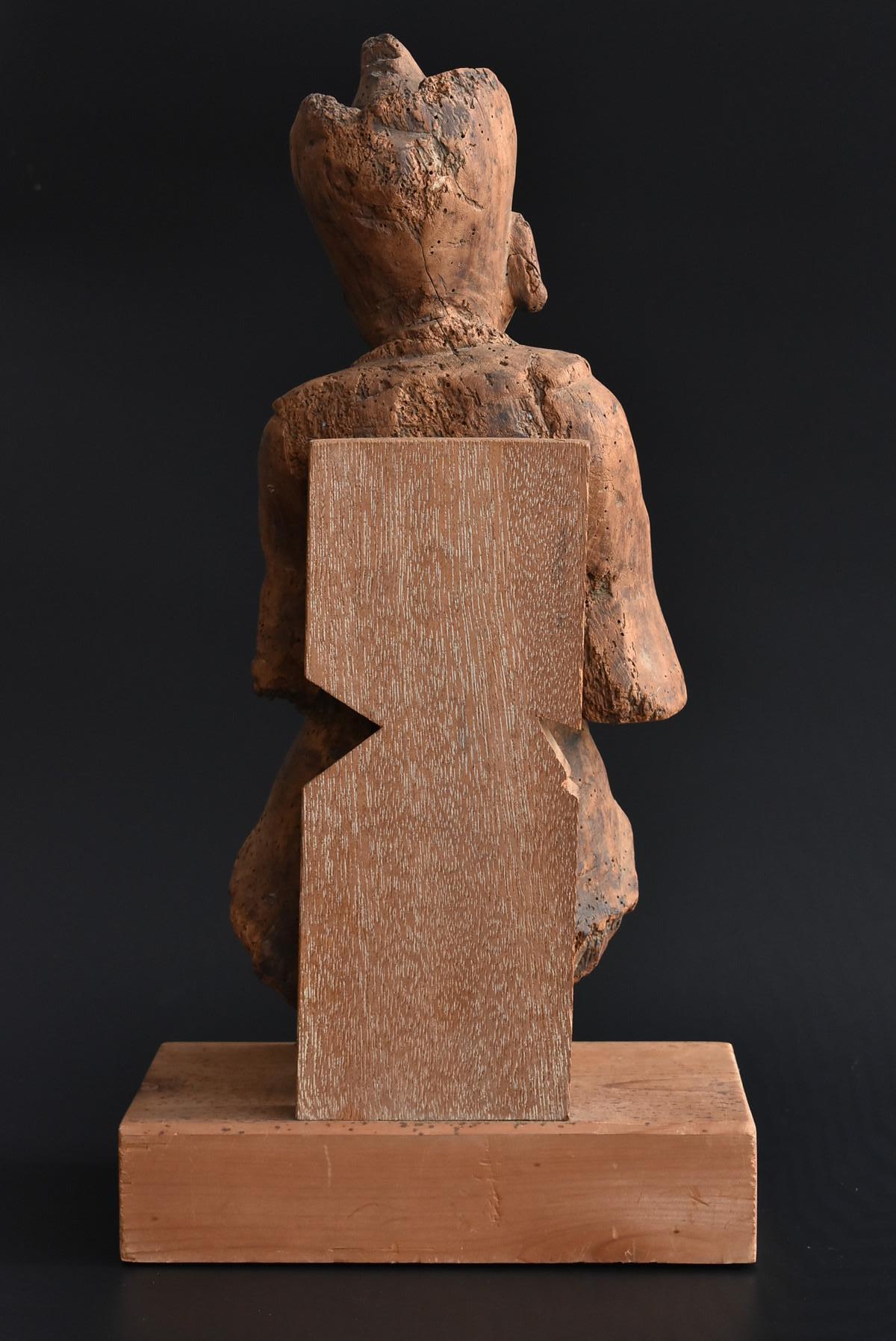 13th-16th Century Japanese Old Wood Carving Armed God / Buddha Statue In Good Condition In Sammu-shi, Chiba