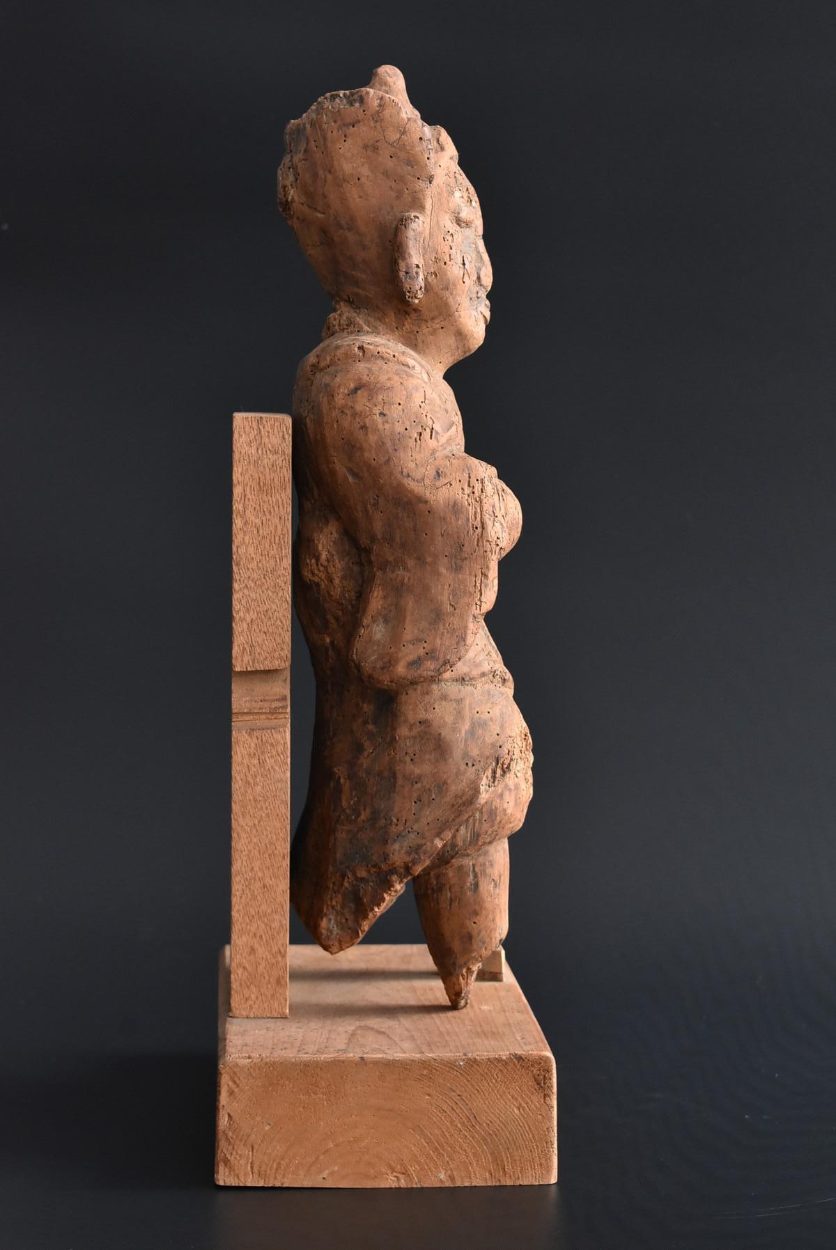 18th Century and Earlier 13th-16th Century Japanese Old Wood Carving Armed God / Buddha Statue