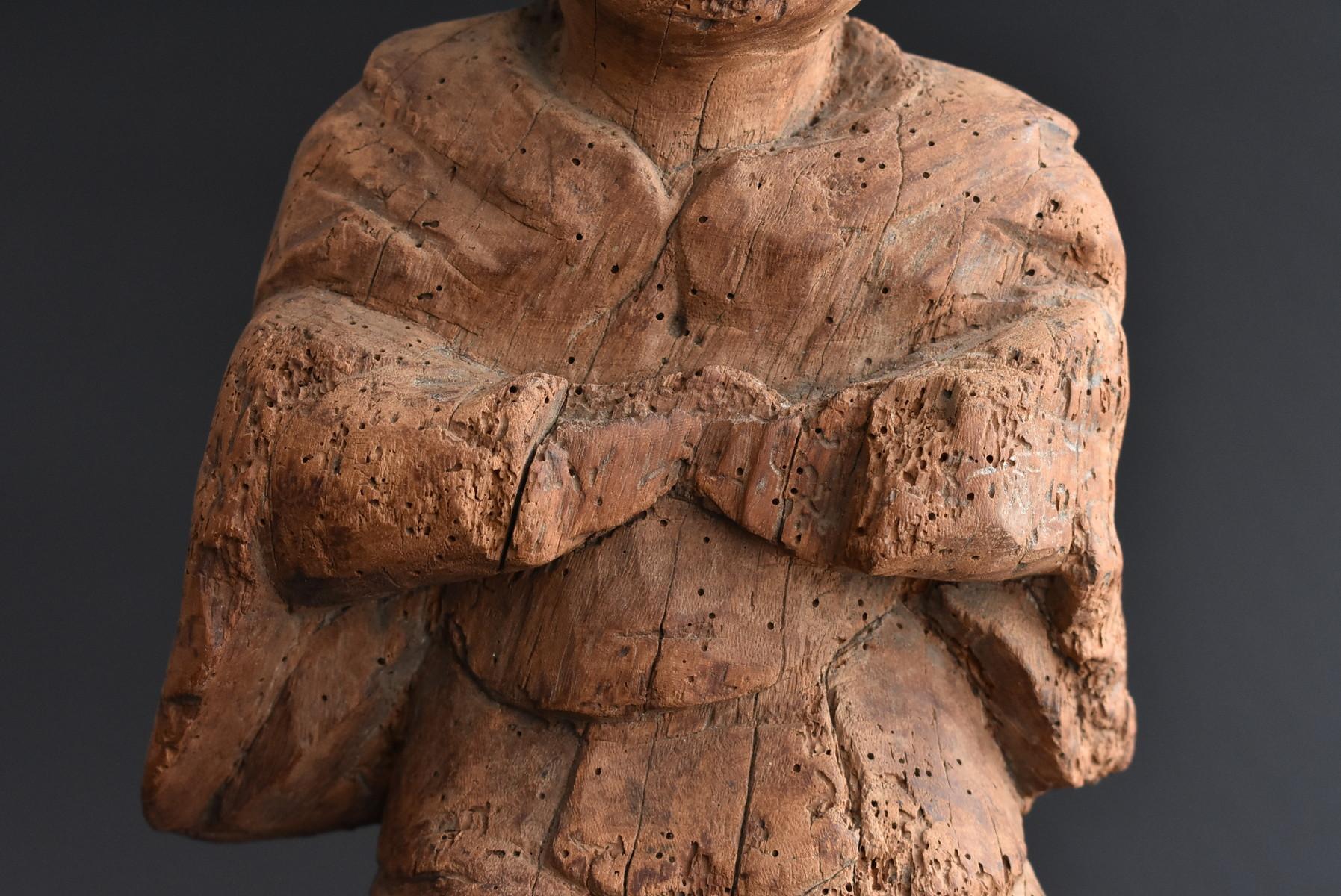 13th-16th Century Japanese Old Wood Carving Armed God / Buddha Statue 1