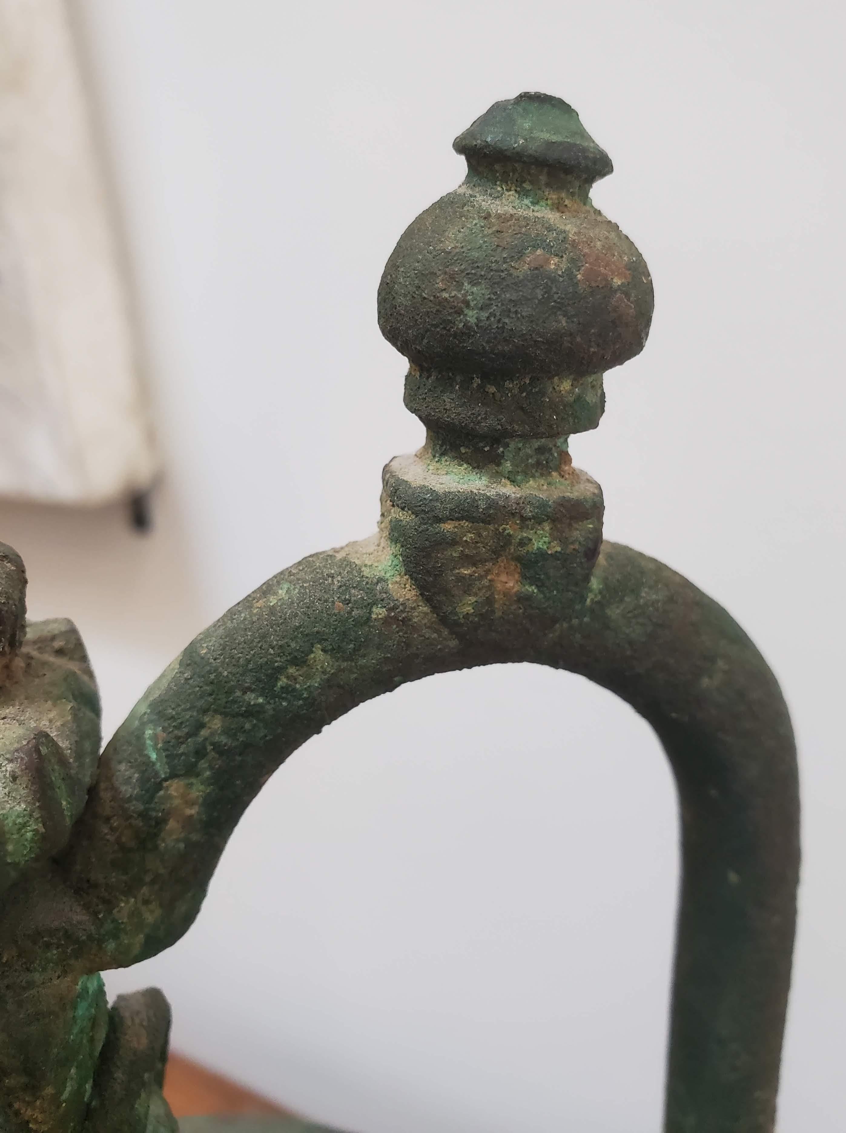 13th Century Bronze Persian Wine Ewer with Decorative Handle 7