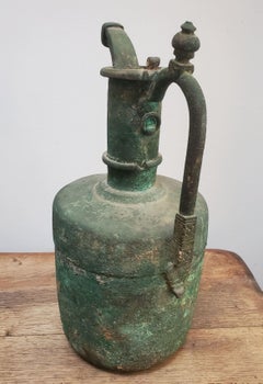 13th Century Bronze Persian Wine Ewer with Decorative Handle