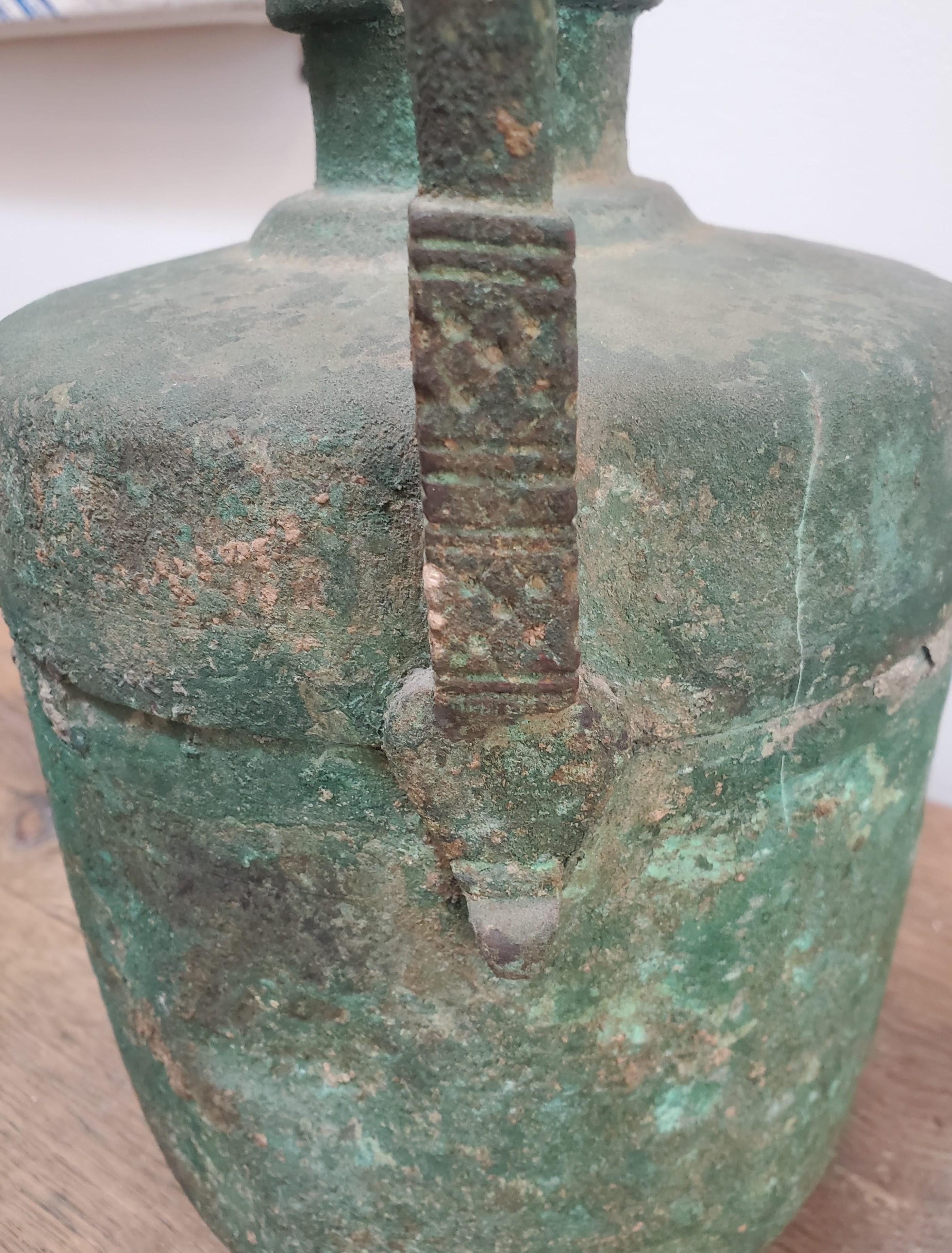 13th Century Bronze Persian Wine Ewer with Decorative Handle 2