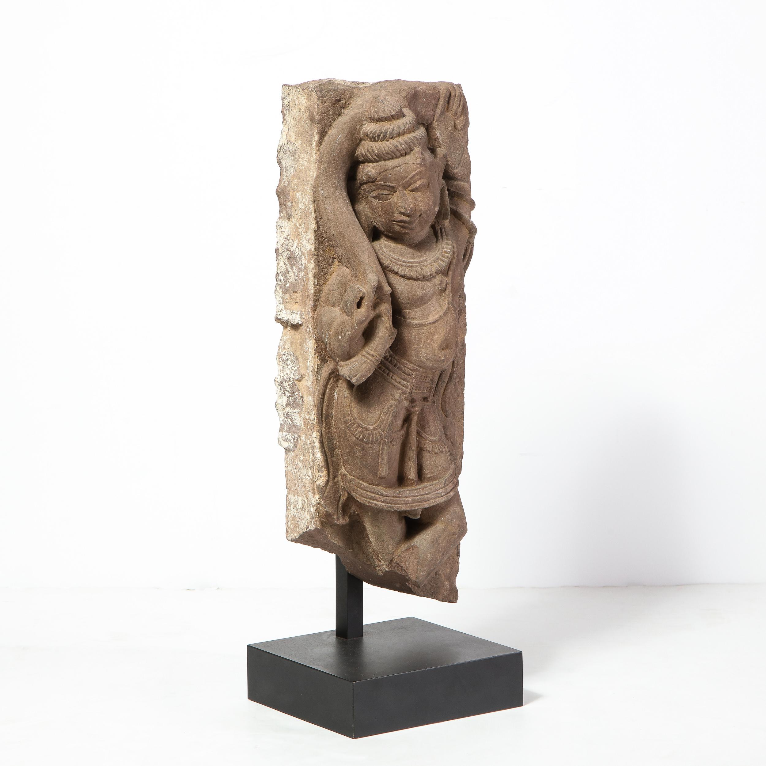 13th Century Indian Sandstone Stele Figure / Dancing Goddess Antiquity Fragment 6