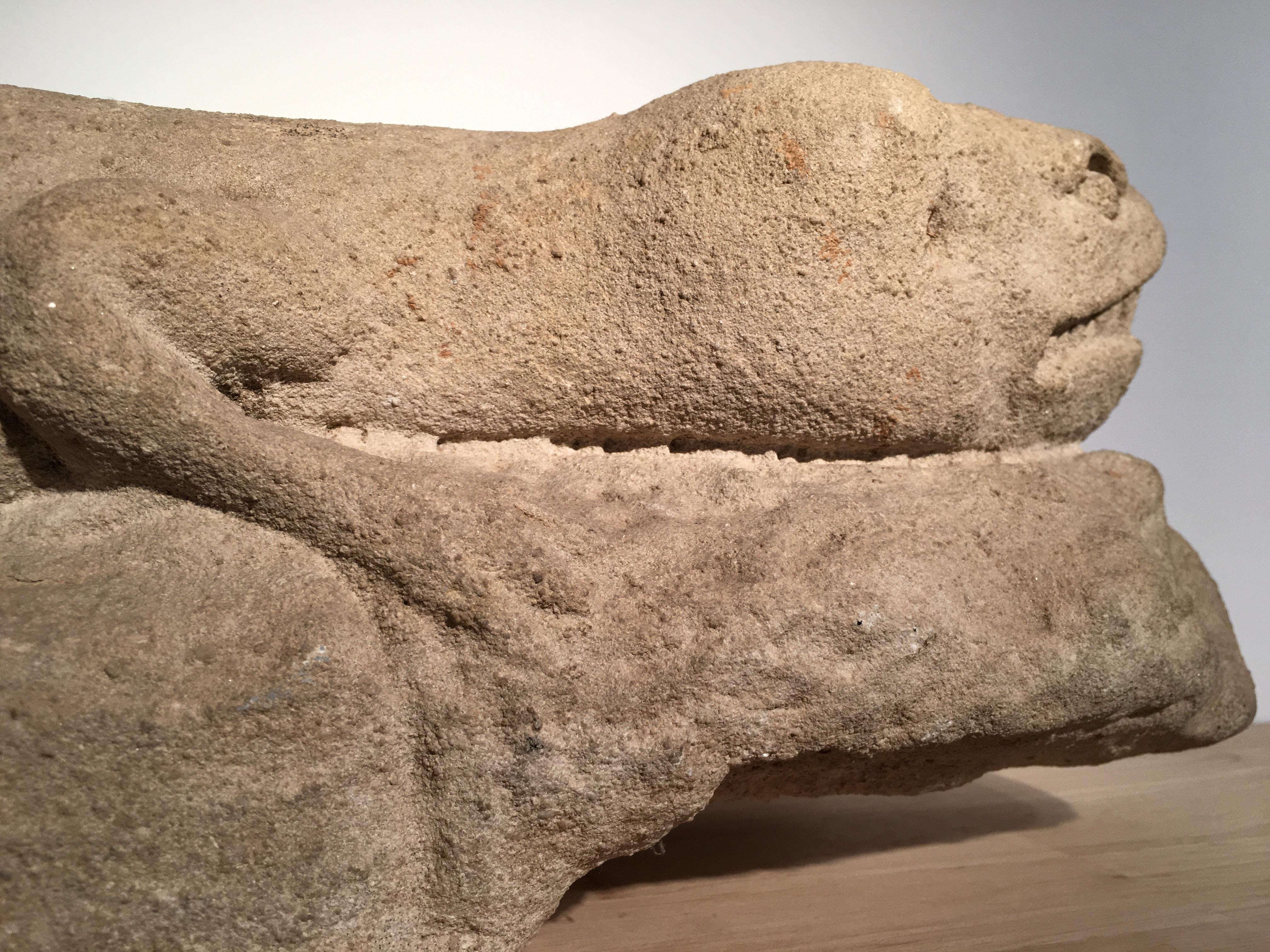 Carved 13th Century Italian Stone Fragment of a Salamander For Sale