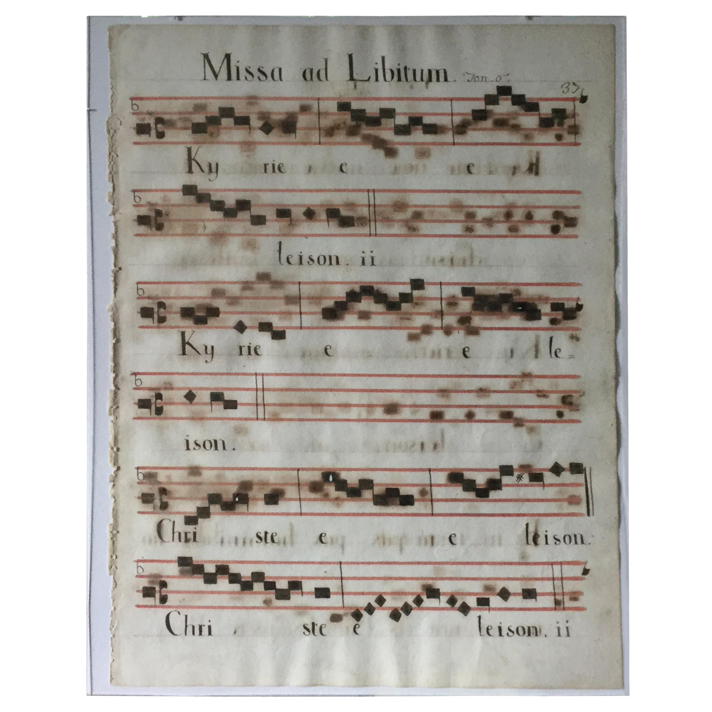 13th Century Music Sheet Framed Gregoria’s Chant For Sale