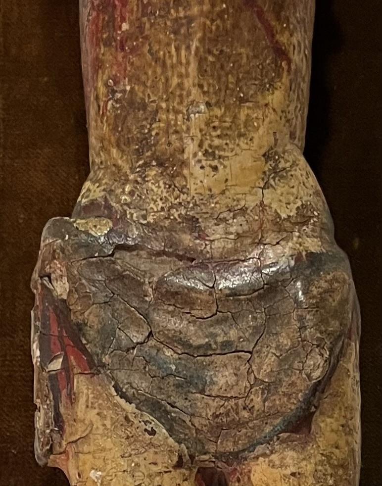  Holzgeschnitzte polychrome Holzskulptur des Corpus Christi aus der Periode des 13. Jahrhunderts im Zustand „Gut“ im Angebot in Vero Beach, FL