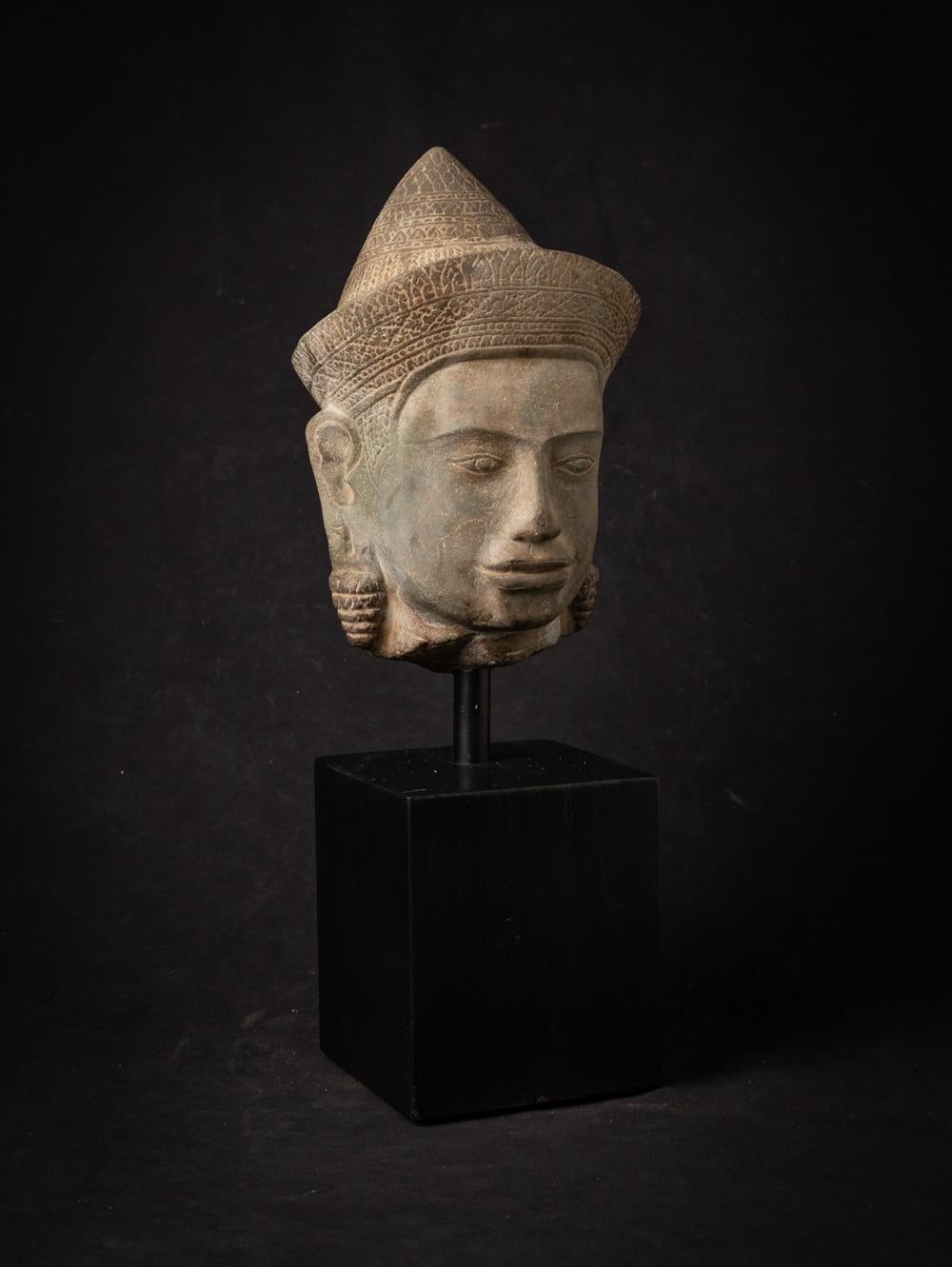 Sandstone 13th century sandstone Vishnu head from Bayon period - OriginalBuddhas For Sale