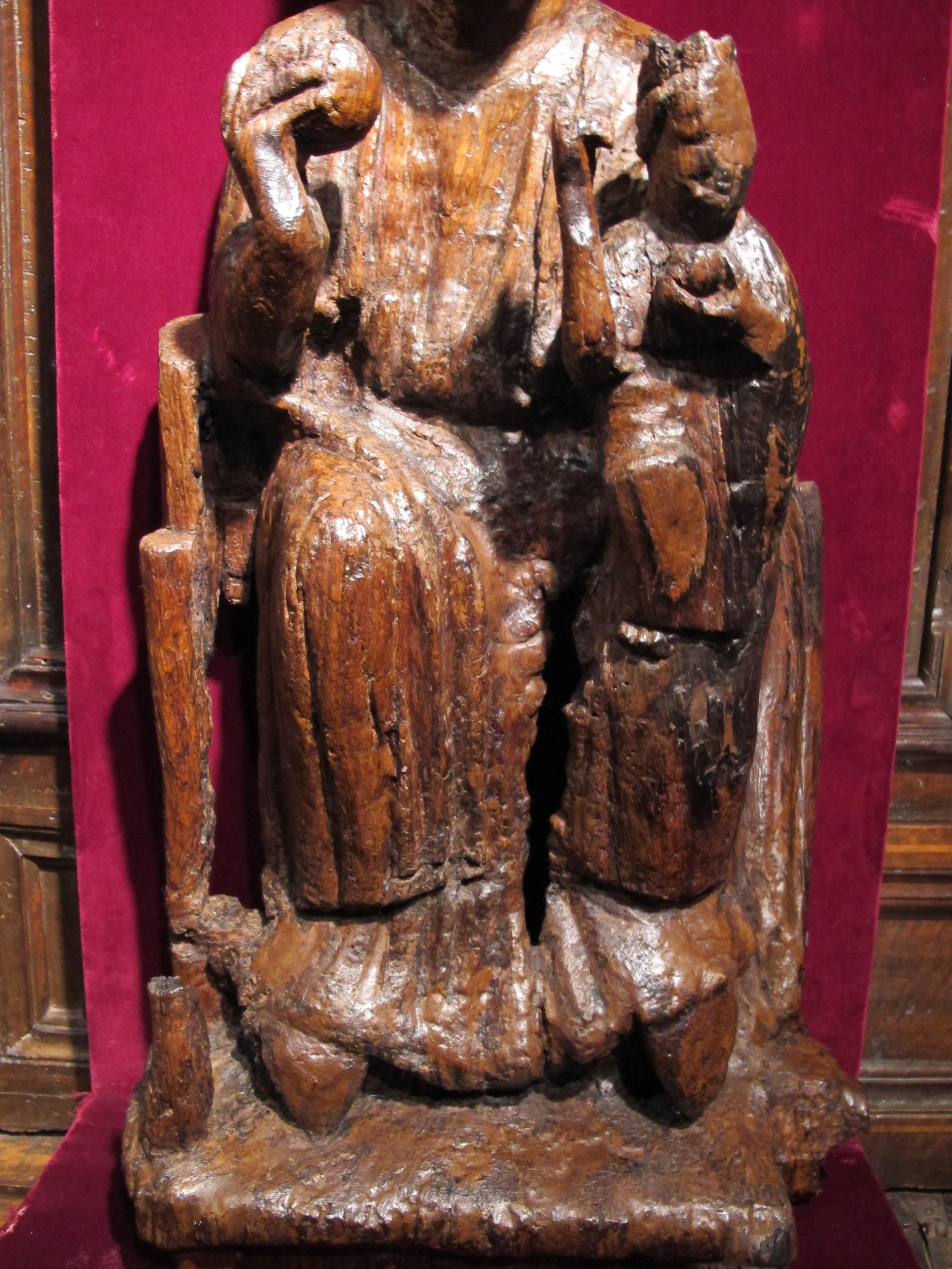 Gothic 13th Century Virgin and Child from Catalonia For Sale