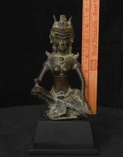 13thC Cambodian Solid-Cast Bronze Post Khmer "Apsara" Large, Uncommon