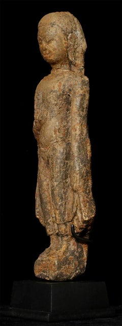13thC Northern Thai Haripunchai Terracotta Standing Buddha-Rare - 7762