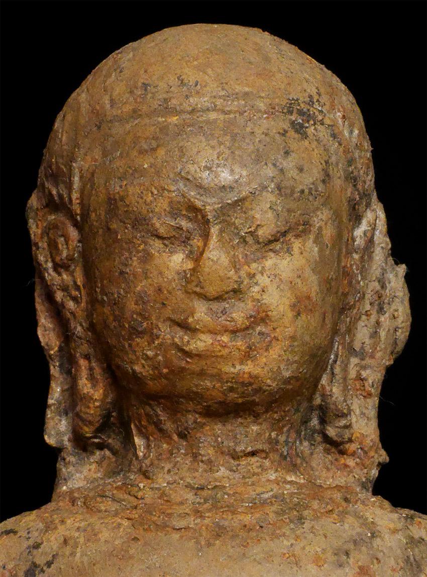 13thC Northern Thai Haripunchai Terracotta Standing Buddha-Rare - 7762 For Sale 1