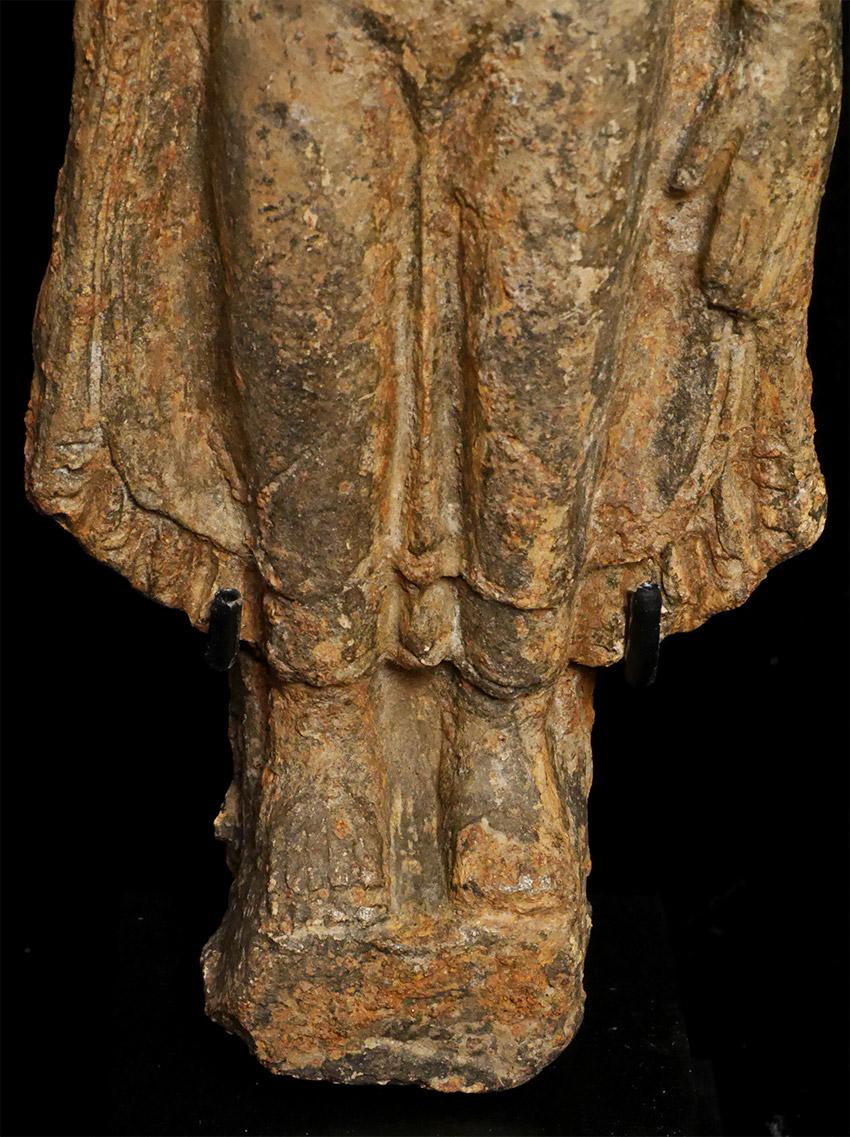 13thC Northern Thai Haripunchai Terracotta Standing Buddha-Rare - 7762 For Sale 2