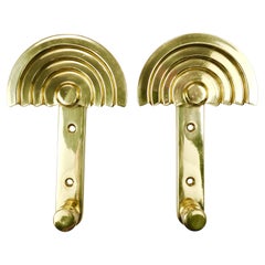13x Ettore Sottsass Postmodern Brass Wall Coat Hooks, 1985, Valli & Valli Italy