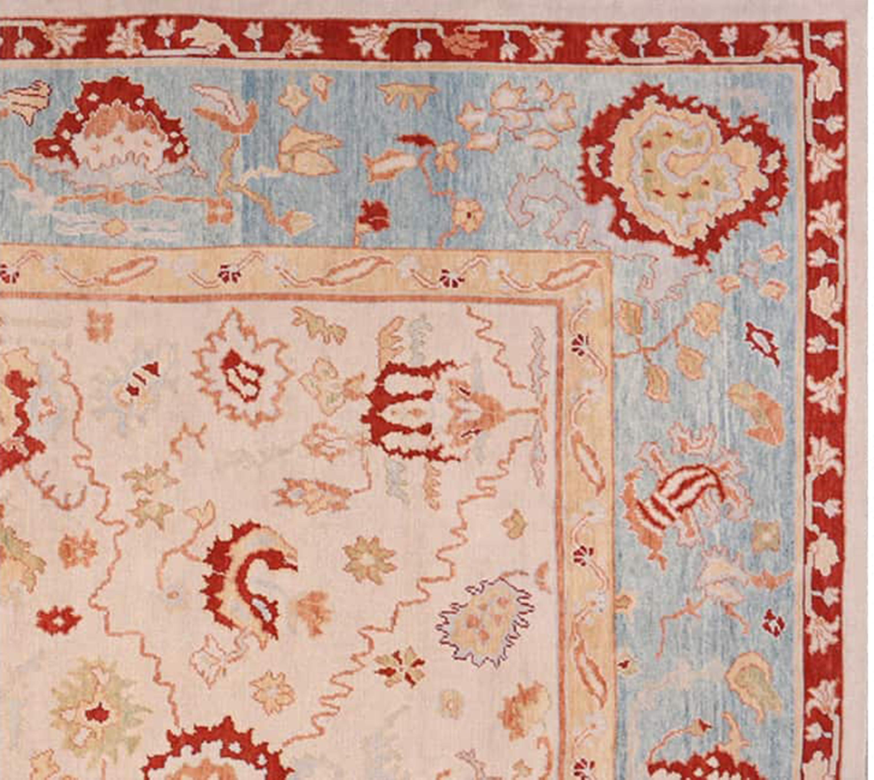 13x15 Türkischer Oushak-Teppich (Handgewebt) im Angebot