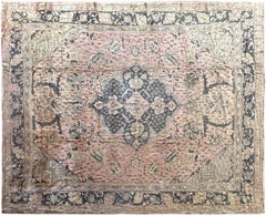 Tappeto indiano antico autentico di Agra, 13x16, grigio, 389 cm x 472 cm, 1890 circa