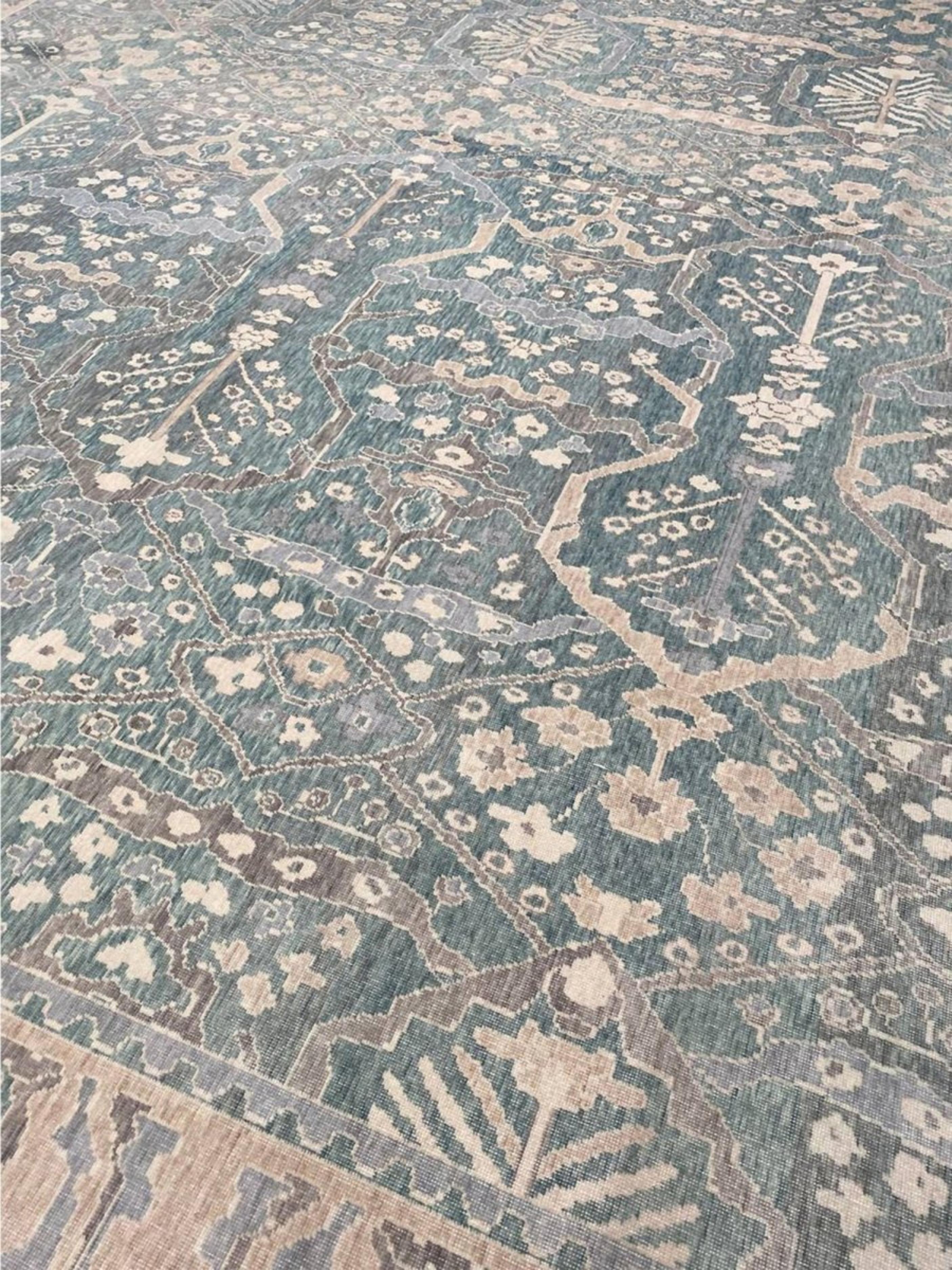 13x16 Hand-Loomed Turkish Oushak Area Rug im Angebot 4